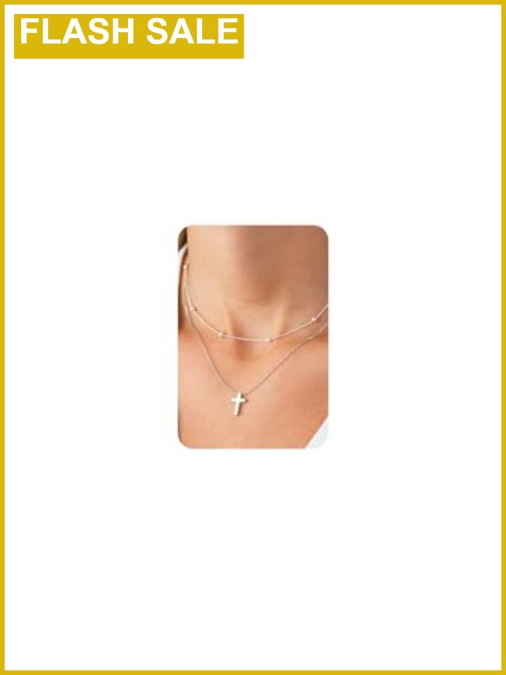 Womens 2Pcs 925 Sterling Silver Layered Cross Necklace Set
